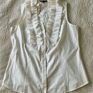 Anne Klein White Ruffled Blouse